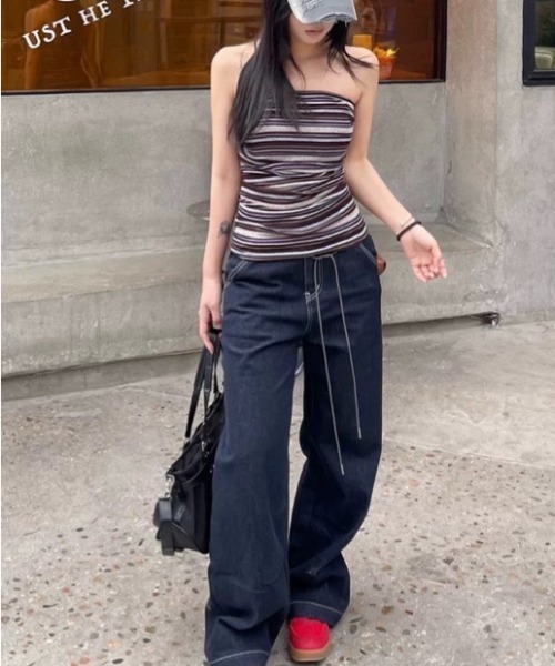 LADY LIKE（レディライク）の「マルチボーダーチューブトップ（チューブトップ・レディース・ダークパープル・M）」の6枚目の写真