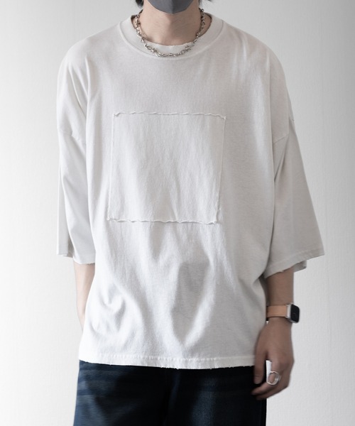 RUUBON（ルーボン）の「【RUUBON】damage pigment cotton Tee / ダメージピグメントコットンTシャツ（Tシャツ/カットソー・メンズ・ライトグレー/チャコールグレー・S/M/L）」の2枚目の写真