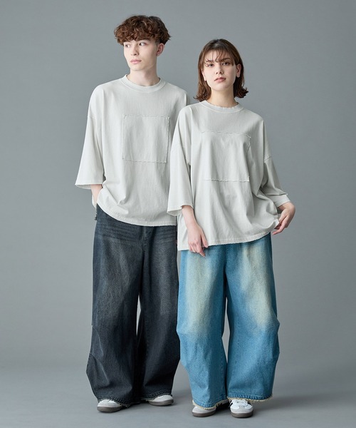セール】【RUUBON】damage pigment cotton Tee / ダメージ