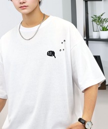 Candlestick（キャンドルスティック）の「ワイド 半袖 Tシャツ ロゴ ハート 黒猫 刺繍（Tシャツ/カットソー）」