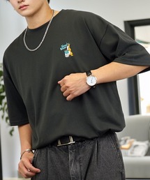 Bonjour Sagan（ボンジュールサガン）の「ワイド 半袖 Tシャツ ロゴ ハート 黒猫 刺繍（Tシャツ/カットソー）」
