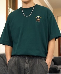 ワイド 半袖 Tシャツ ロゴ ハート 黒猫 刺繍