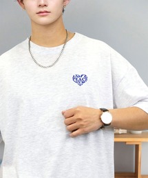 Candlestick（キャンドルスティック）の「ワイド 半袖 Tシャツ ロゴ ハート 黒猫 刺繍（Tシャツ/カットソー）」