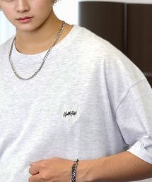 L'atelier（ラトリエ）の「ワイド 半袖 Tシャツ ロゴ ハート 黒猫 刺繍（Tシャツ/カットソー）」