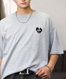 L'atelier（ラトリエ）の「ワイド 半袖 Tシャツ ロゴ ハート 黒猫 刺繍（Tシャツ/カットソー）」