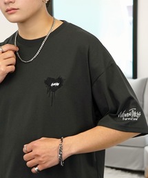 Candlestick（キャンドルスティック）の「ワイド 半袖 Tシャツ ロゴ ハート 黒猫 刺繍（Tシャツ/カットソー）」