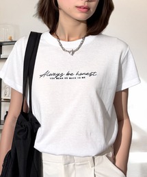 ワイド 半袖 Tシャツ ロゴ ハート 黒猫 刺繍