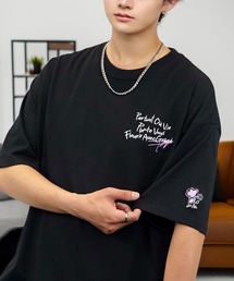 L'atelier（ラトリエ）の「ワイド 半袖 Tシャツ ロゴ ハート 黒猫 刺繍（Tシャツ/カットソー）」