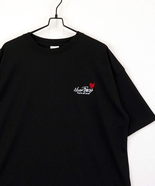 セール】ワイド 半袖 Tシャツ ロゴ サークル ハート 刺繍（T