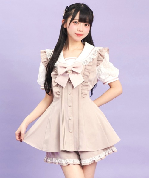 Secret Honey(シークレットハニー)の「レースセーラー襟半袖セットアップ(セットアップ・レディース・グレー/ブラック/ピンク・MEDIUM)」の19枚目の写真
