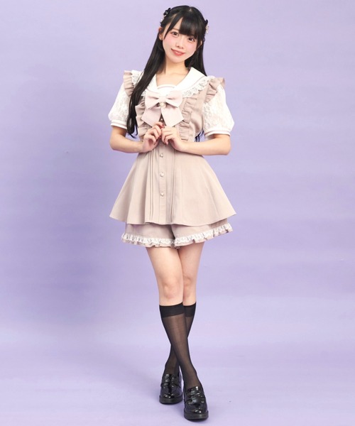 Secret Honey(シークレットハニー)の「レースセーラー襟半袖セットアップ(セットアップ・レディース・グレー/ブラック/ピンク・MEDIUM)」の18枚目の写真