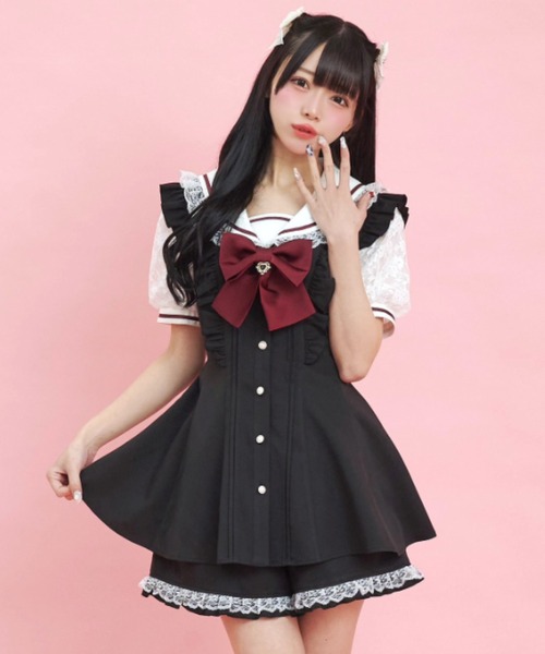 Secret Honey(シークレットハニー)の「レースセーラー襟半袖セットアップ(セットアップ・レディース・グレー/ブラック/ピンク・MEDIUM)」の16枚目の写真