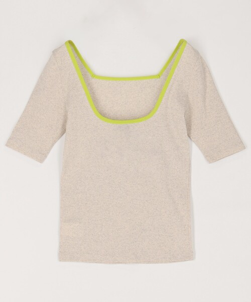 Firsthand（ファーストハンド）の「GOODPEOPLE GOODSTITCHING GOODPRODUCT/グッドピープルグッドスティッチンググッドプロダクト Fresca zero Light Rib Square Neck Backshan Half Sleeve T / ライトリブ 配色 スクエアネック ハーフス（Tシャツ/カットソー・レディース・ブルーグリーン・SMALL）」の2枚目の写真