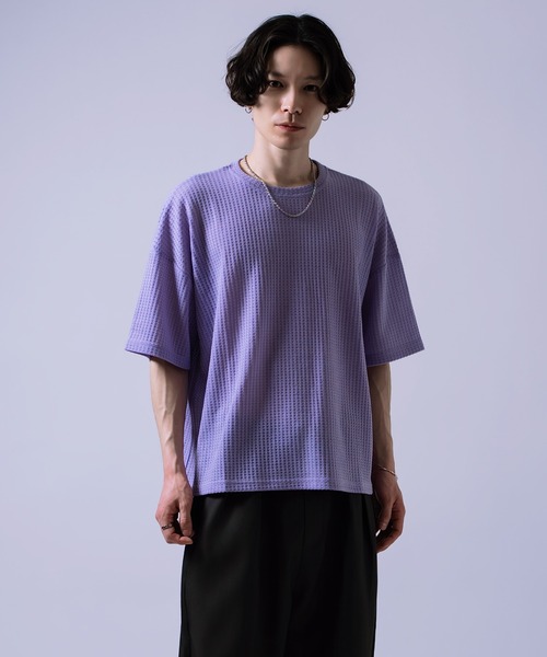 improves（インプローブス）の「ワッフル素材 半袖Tシャツ（Tシャツ/カットソー・メンズ・ブルー/グリーン/ラベンダー/ブラック/ライトグレー・MEDIUM/LARGE）」の5枚目の写真