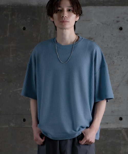 improves（インプローブス）の「ワッフル素材 半袖Tシャツ（Tシャツ/カットソー・メンズ・ブルー/グリーン/ラベンダー/ブラック/ライトグレー・MEDIUM/LARGE）」の4枚目の写真