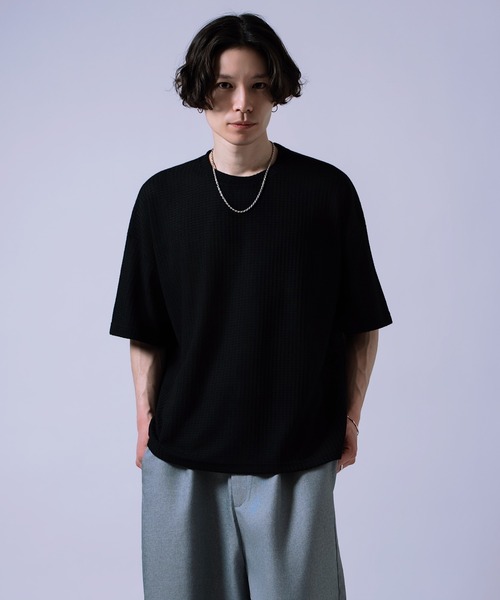 improves（インプローブス）の「ワッフル素材 半袖Tシャツ（Tシャツ/カットソー・メンズ・ブルー/グリーン/ラベンダー/ブラック/ライトグレー・MEDIUM/LARGE）」の2枚目の写真