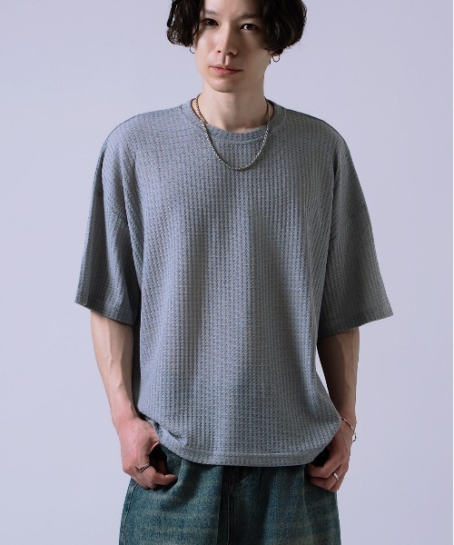 Crownor(クラウノアー)の「ワッフル素材 半袖Tシャツ(Tシャツ/カットソー・メンズ・ブルー/グリーン/ラベンダー/ブラック/ライトグレー・MEDIUM/LARGE)」の17枚目の写真