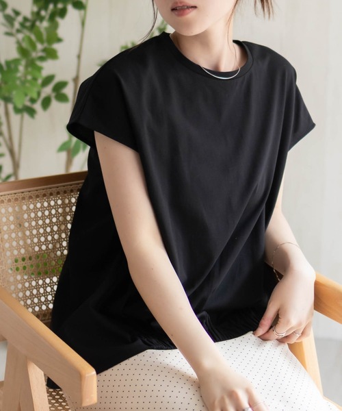 HusHusH（ハッシュアッシュ）の「HusHusH 裾ゴムフレンチTシャツ（Tシャツ/カットソー・レディース・グレイッシュベージュ/ブラック/コーラルピンク・M/L）」の12枚目の写真