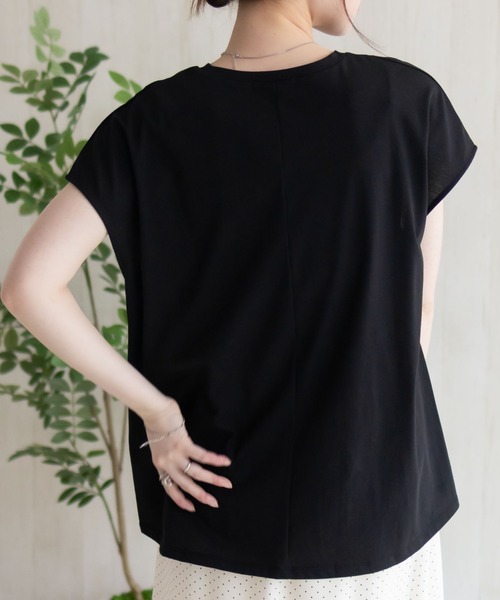 HusHusH（ハッシュアッシュ）の「HusHusH 裾ゴムフレンチTシャツ（Tシャツ/カットソー・レディース・グレイッシュベージュ/ブラック/コーラルピンク・M/L）」の16枚目の写真