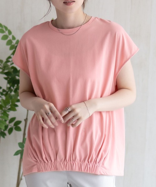 HusHusH（ハッシュアッシュ）の「HusHusH 裾ゴムフレンチTシャツ（Tシャツ/カットソー・レディース・グレイッシュベージュ/ブラック/コーラルピンク・M/L）」の20枚目の写真