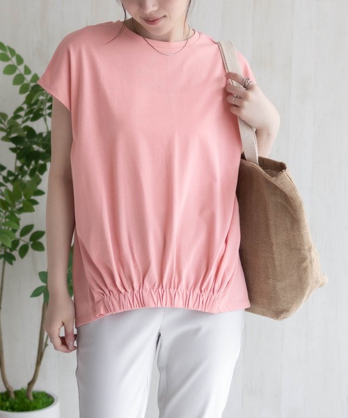 HusHusH（ハッシュアッシュ）の「HusHusH 裾ゴムフレンチTシャツ（Tシャツ/カットソー・レディース・グレイッシュベージュ/ブラック/コーラルピンク・M/L）」の19枚目の写真