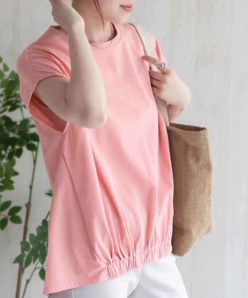 HusHusH（ハッシュアッシュ）の「HusHusH 裾ゴムフレンチTシャツ（Tシャツ/カットソー・レディース・グレイッシュベージュ/ブラック/コーラルピンク・M/L）」の21枚目の写真