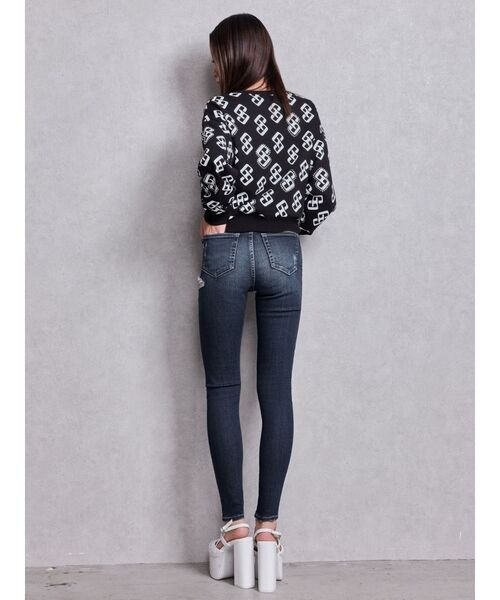 ミドルウエストSIDE RIPPEDスキニーデニムパンツ（デニムパンツ