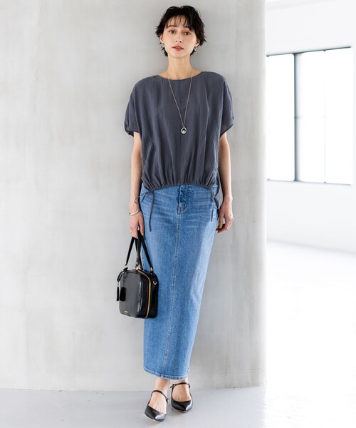 23区 S(ニジュウサンクチイサイサイズ)の「【SLOW/一部店舗限定】ナチュラルピケワッシャー ブラウス(シャツ/ブラウス・レディース・アイボリー系/ダルブルー系/モスグリーン系・32)」の6枚目の写真