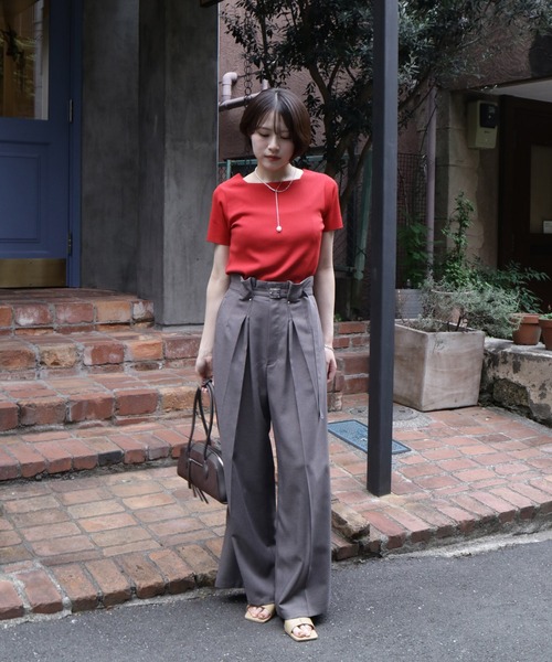 UNITED TOKYO(ユナイテッドトウキョウ)の「【すっきり決まる上質素材のスラックス】ACETATEダブルタックワイドパンツ|ウォッシャブル/セットアップ/防シワ/オフィスカジュアル/春服/夏服(スラックス・レディース・アイボリー/ブラック/グレー/ブラウン・1/2)」の8枚目の写真