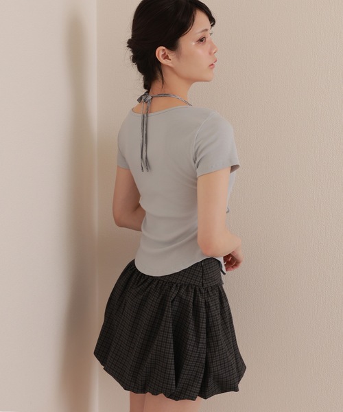 M DOLLY（エムドリー）の「check balloon skirt/チェックバルーンスカート（スカート・レディース・ダークグレー/ベージュ・S/M）」の5枚目の写真