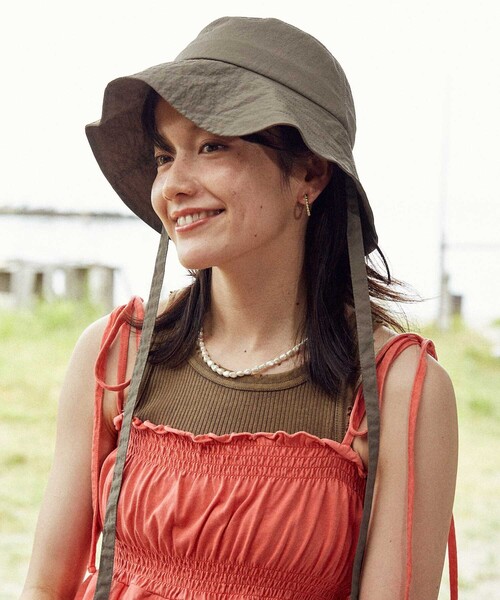 セール】【Beach & Festival】2way UV 撥水ナイロン 紐付きサファリ