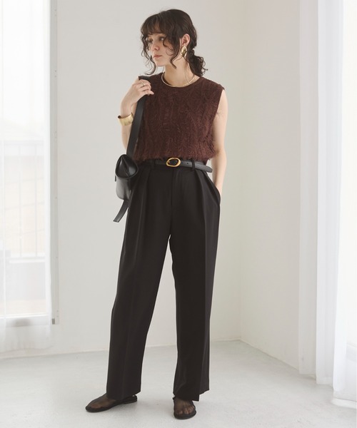 最上の品質な ANDREA&Co. ベージュ ノースリーブベスト デザイン