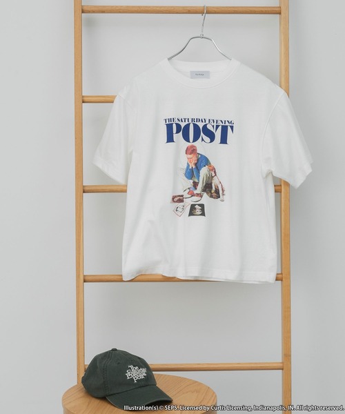 tシャツ 「THE SATURDAY EVENING POST」Road block グラフィックプリントTシャツ レディース メンズ TETE HOMME tシャツ 「THE SATURDAY EVENING POST」Road block