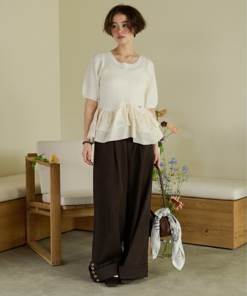 loin nuit（ロワンニュイ）の「cable puff frill knit / ケーブルパフ