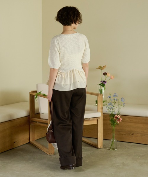 loin nuit(ロワンニュイ)の「cable puff frill knit / ケーブルパフフリルニット(ニット/セーター・レディース・ネイビー/ピンク/アイボリー・FREE)」の8枚目の写真