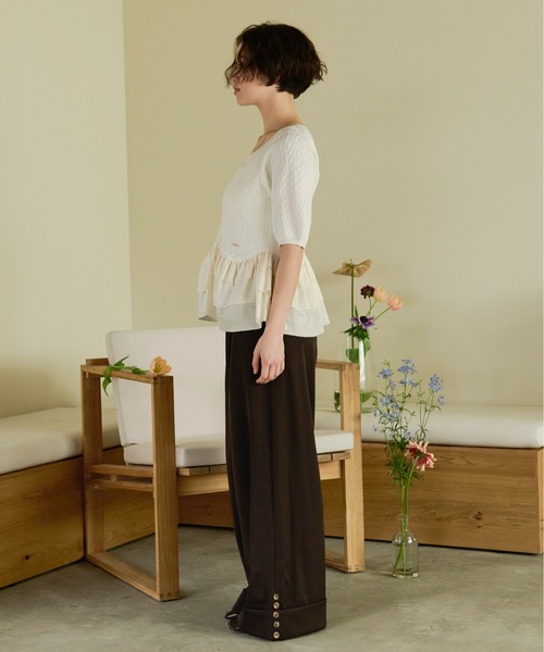 loin nuit(ロワンニュイ)の「cable puff frill knit / ケーブルパフフリルニット(ニット/セーター・レディース・ネイビー/ピンク/アイボリー・FREE)」の7枚目の写真