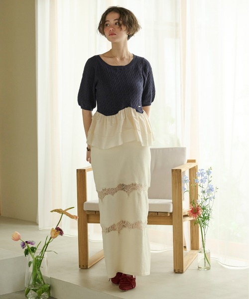 loin nuit(ロワンニュイ)の「cable puff frill knit / ケーブルパフフリルニット(ニット/セーター・レディース・ネイビー/ピンク/アイボリー・FREE)」の17枚目の写真