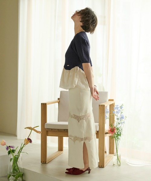 loin nuit(ロワンニュイ)の「cable puff frill knit / ケーブルパフフリルニット(ニット/セーター・レディース・ネイビー/ピンク/アイボリー・FREE)」の19枚目の写真