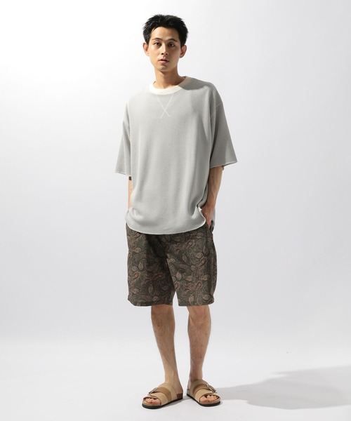 niko and...（ニコアンド）の「配色ワッフルＴシャツ（Tシャツ/カットソー・メンズ・オレンジ/ブルー/オフホワイト/ブラック・MEDIUM/LARGE）」の5枚目の写真