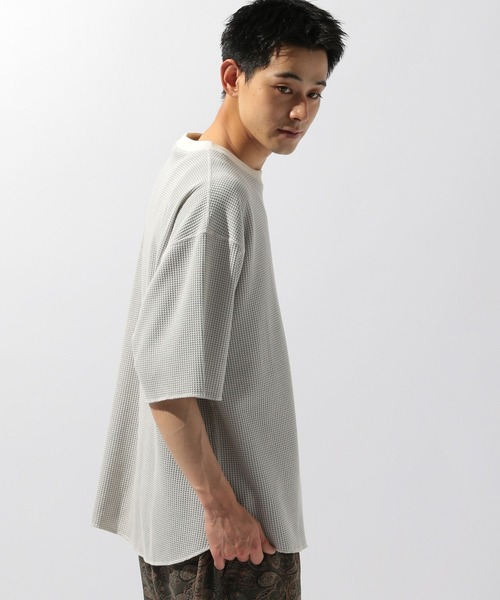 niko and...（ニコアンド）の「配色ワッフルＴシャツ（Tシャツ/カットソー・メンズ・オレンジ/ブルー/オフホワイト/ブラック・MEDIUM/LARGE）」の8枚目の写真
