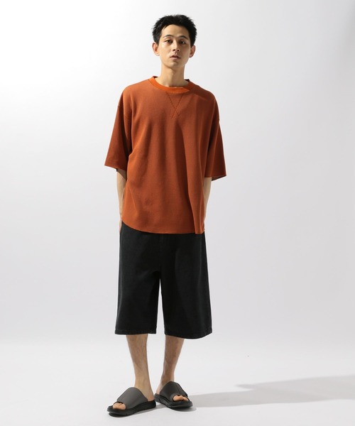 niko and...（ニコアンド）の「配色ワッフルＴシャツ（Tシャツ/カットソー・メンズ・オレンジ/ブルー/オフホワイト/ブラック・MEDIUM/LARGE）」の9枚目の写真