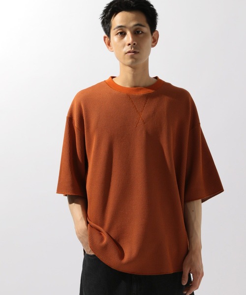 niko and...（ニコアンド）の「配色ワッフルＴシャツ（Tシャツ/カットソー・メンズ・オレンジ/ブルー/オフホワイト/ブラック・MEDIUM/LARGE）」の11枚目の写真