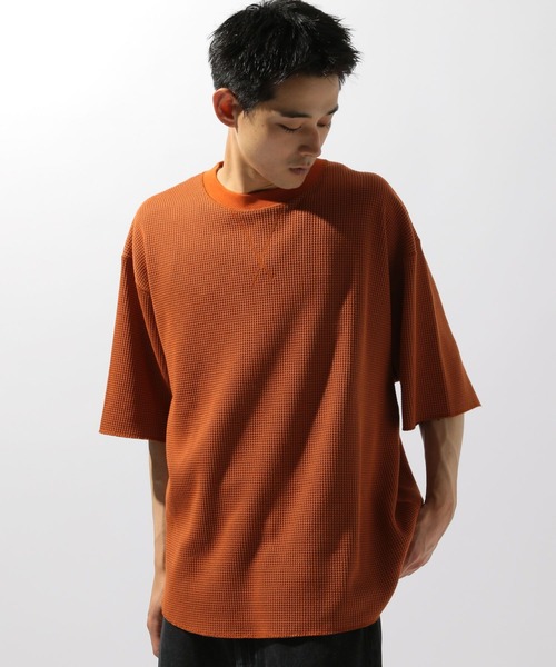 niko and...（ニコアンド）の「配色ワッフルＴシャツ（Tシャツ/カットソー・メンズ・オレンジ/ブルー/オフホワイト/ブラック・MEDIUM/LARGE）」の12枚目の写真