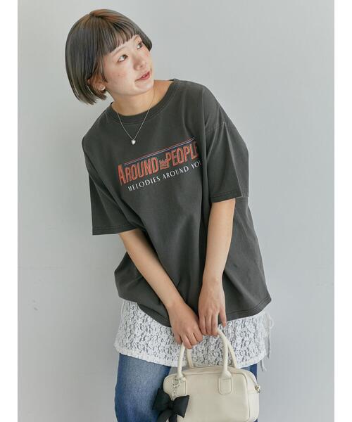 ehka sopo(エヘカソポ)の「ヴィンテージ加工プリントTシャツ(Tシャツ/カットソー・レディース・オフホワイト/ブルー/チャコールグレー・F)」の1枚目の写真