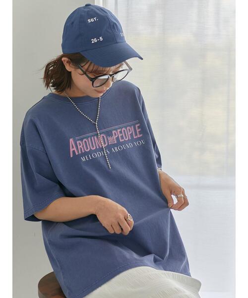 ehka sopo(エヘカソポ)の「ヴィンテージ加工プリントTシャツ(Tシャツ/カットソー・レディース・オフホワイト/ブルー/チャコールグレー・F)」の3枚目の写真