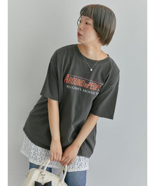 ehka sopo(エヘカソポ)の「ヴィンテージ加工プリントTシャツ(Tシャツ/カットソー・レディース・オフホワイト/ブルー/チャコールグレー・F)」の4枚目の写真