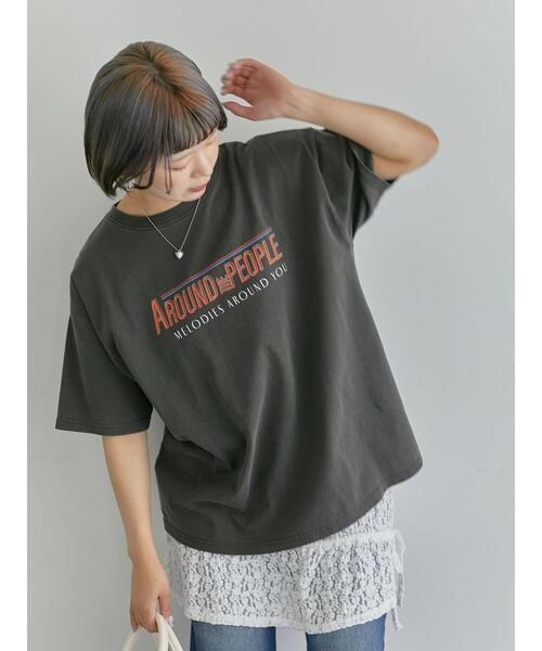 ehka sopo(エヘカソポ)の「ヴィンテージ加工プリントTシャツ(Tシャツ/カットソー・レディース・オフホワイト/ブルー/チャコールグレー・F)」の6枚目の写真