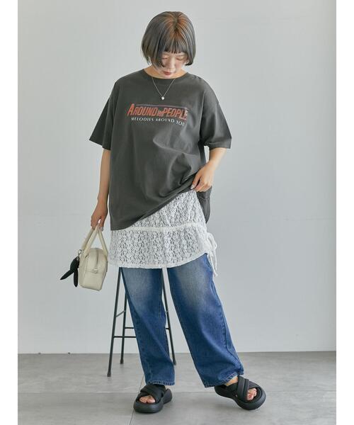 ehka sopo(エヘカソポ)の「ヴィンテージ加工プリントTシャツ(Tシャツ/カットソー・レディース・オフホワイト/ブルー/チャコールグレー・F)」の10枚目の写真