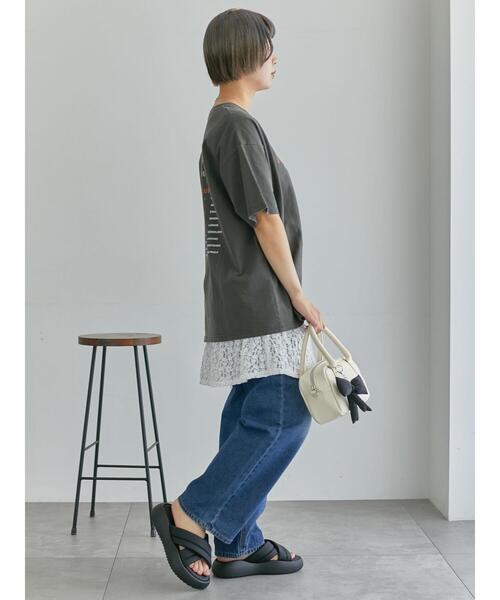 ehka sopo(エヘカソポ)の「ヴィンテージ加工プリントTシャツ(Tシャツ/カットソー・レディース・オフホワイト/ブルー/チャコールグレー・F)」の11枚目の写真