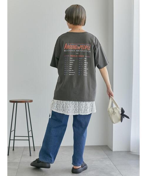 ehka sopo(エヘカソポ)の「ヴィンテージ加工プリントTシャツ(Tシャツ/カットソー・レディース・オフホワイト/ブルー/チャコールグレー・F)」の12枚目の写真